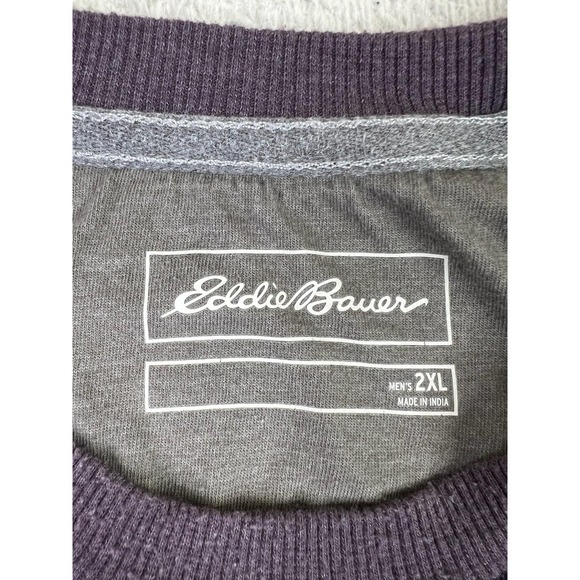 Eddie Bauer Sweater Mens 2XL Purple Waffle Knit Crewneck Pullover Lightweight - Picture 4 of 9